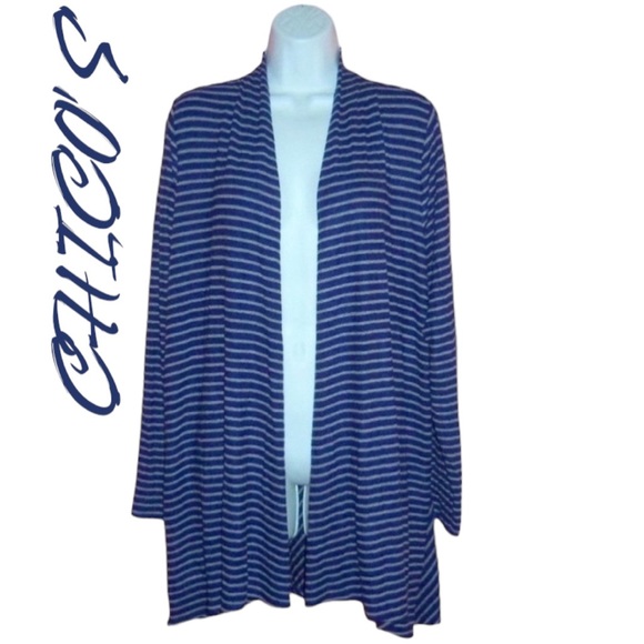 CHICO'S ZENERGY Plush Soft Chevron Stripe Cardigan Sz 1 M (8/10) NWOT - Picture 4 of 10